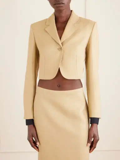 Max Mara Cropped linen-twill blazer | Thumbnail 3