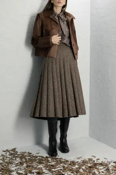 Brunello Cucinelli Donegal Pleated Skirt | Thumbnail 2