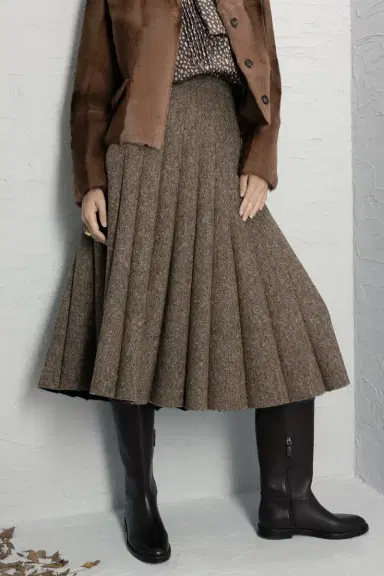 Brunello Cucinelli Donegal Pleated Skirt | Thumbnail 3