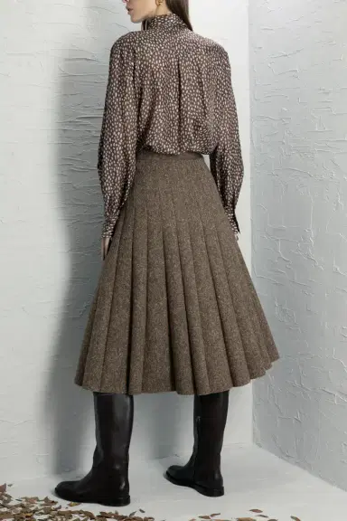 Brunello Cucinelli Donegal Pleated Skirt | Thumbnail 4