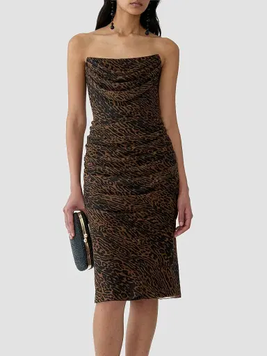 Carolina Herrera Women's Leopard Print Draped Silk Dress | Thumbnail 2 Carolina Herrera Women's Leopard Print Draped Silk Dress | Thumbnail 2