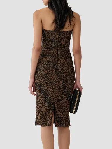 Carolina Herrera Women's Leopard Print Draped Silk Dress | Thumbnail 3 Carolina Herrera Women's Leopard Print Draped Silk Dress | Thumbnail 3