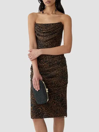 Carolina Herrera Women's Leopard Print Draped Silk Dress | Thumbnail 4 Carolina Herrera Women's Leopard Print Draped Silk Dress | Thumbnail 4
