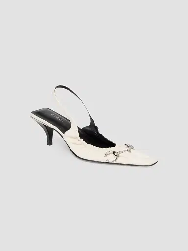 Gucci Women's Vittoria 55MM Slingback Kitten Heel Pumps - Off White - Size 5 | Thumbnail 2 Gucci Women's Vittoria 55MM Slingback Kitten Heel Pumps - Off White - Size 5 | Thumbnail 2