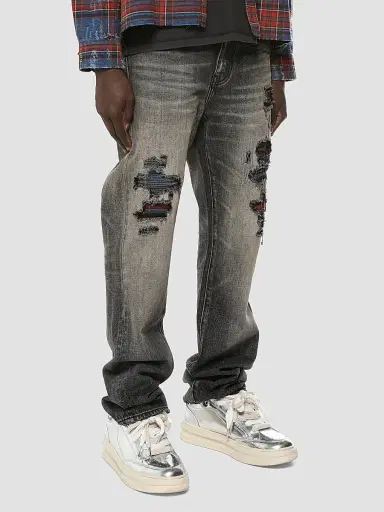 Purple Brand Men's Rip & Repair Straight Jeans - Black | Thumbnail 3