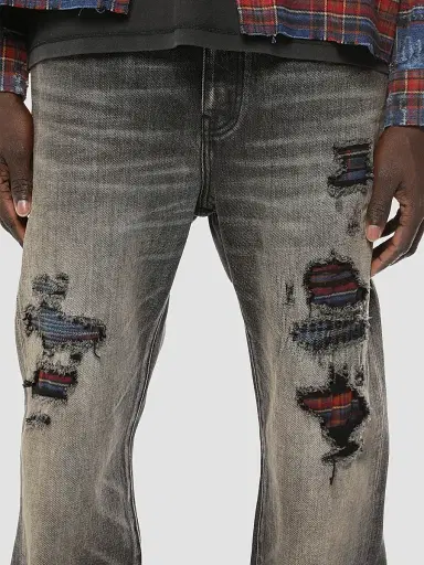 Purple Brand Men's Rip & Repair Straight Jeans - Black | Thumbnail 4