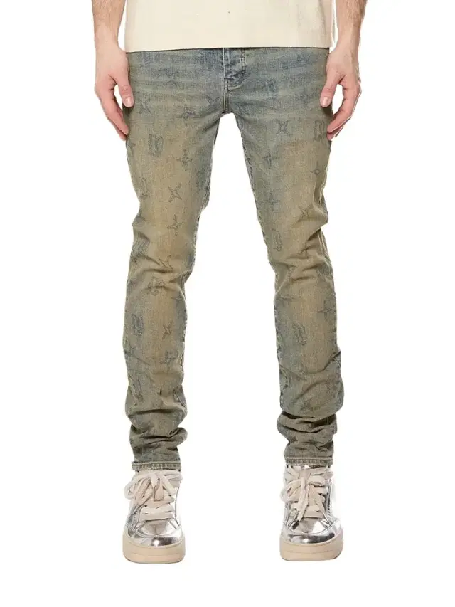 Purple Brand Men's Gothic Wire Monogram Skinny Jeans - Medium Indigo - Size 40