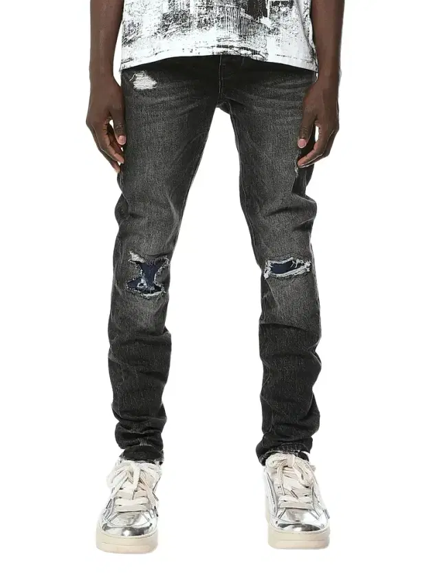 Purple Brand Men's Distressed Skinny Jeans - Black - Size 40