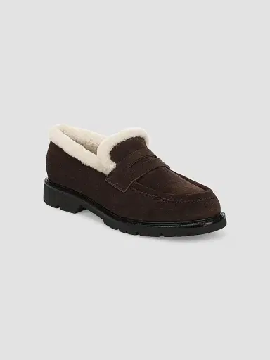 Vince Women's Siena Suede & Shearling Penny Loafers | Thumbnail 2 Vince Women's Siena Suede & Shearling Penny Loafers | Thumbnail 2