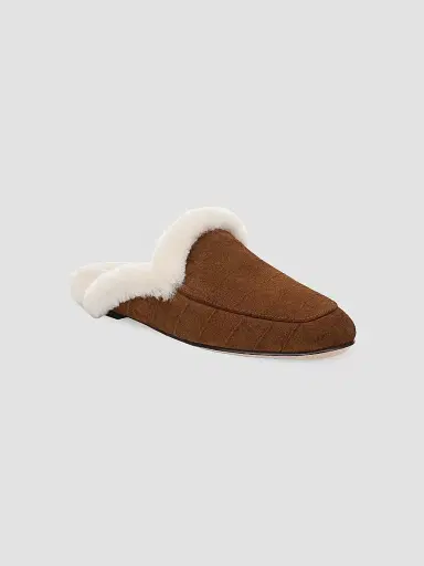 Favorite Daughter Women's Yvette Fur-Lined Suede Mules - Saddle Cream - Size 11 | Thumbnail 2