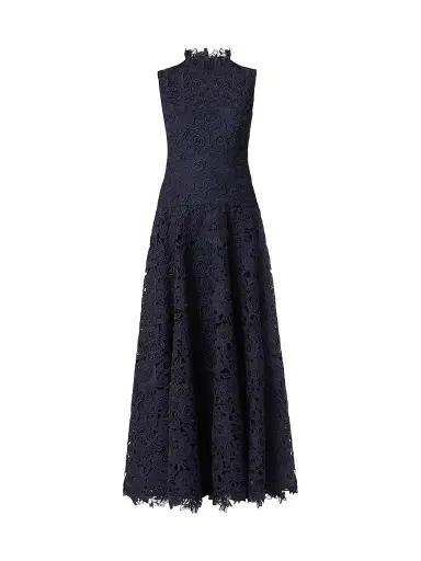 Shoshanna Women's Tory Lace Mock Turtleneck Midi Dress - Navy | Thumbnail 1
