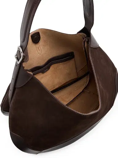 Polo Ralph Lauren Women's Polo ID Suede Shoulder Bag - Chocolate Tobacco | Thumbnail 4 Polo Ralph Lauren Women's Polo ID Suede Shoulder Bag - Chocolate Tobacco | Thumbnail 4