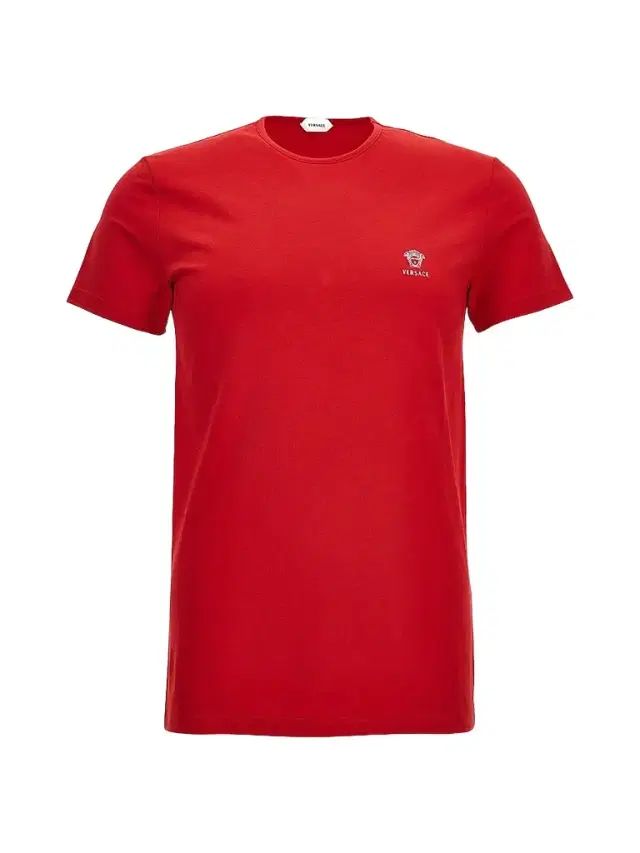 Versace Men's Cotton Jersey Crewneck T-Shirt - Rosso Bianco