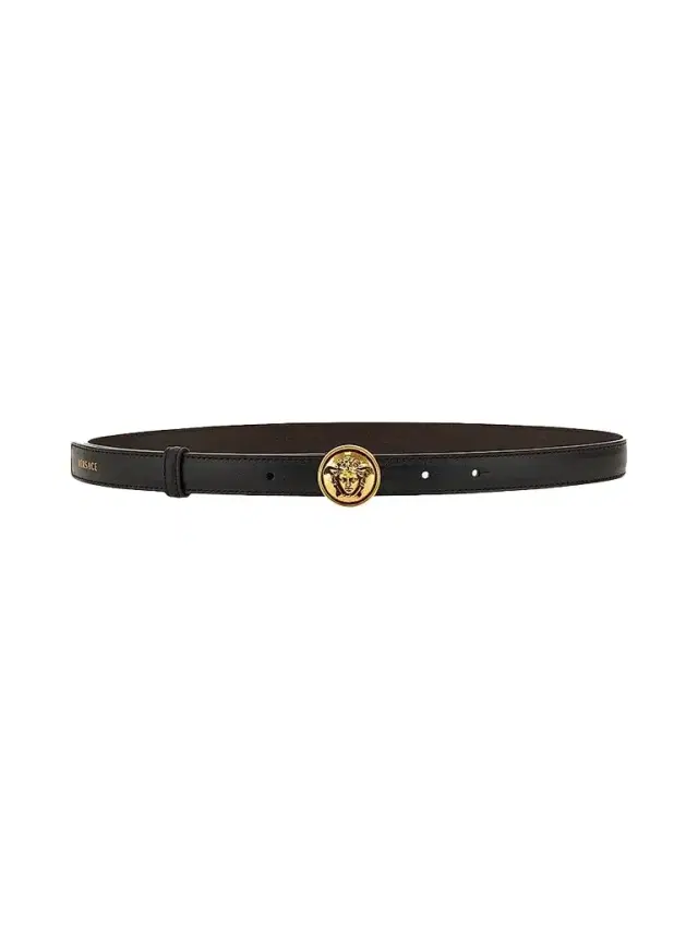 Versace Women's Logo Leather Belt - Black Gold