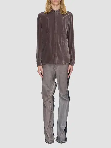 Rick Owens Men's Fogpocket Velvet Outershirt - Grape | Thumbnail 2