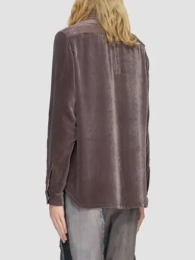 Rick Owens Men's Fogpocket Velvet Outershirt - Grape | Thumbnail 3