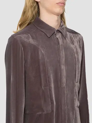 Rick Owens Men's Fogpocket Velvet Outershirt - Grape | Thumbnail 4