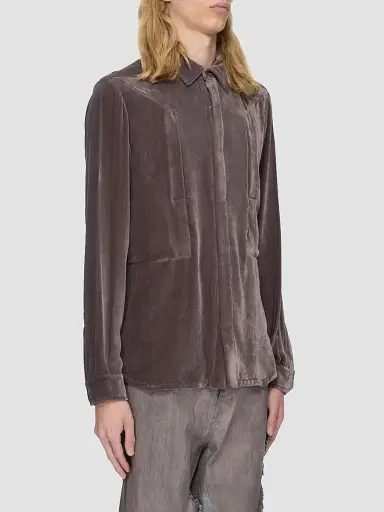 Rick Owens Men's Fogpocket Velvet Outershirt - Grape | Thumbnail 6