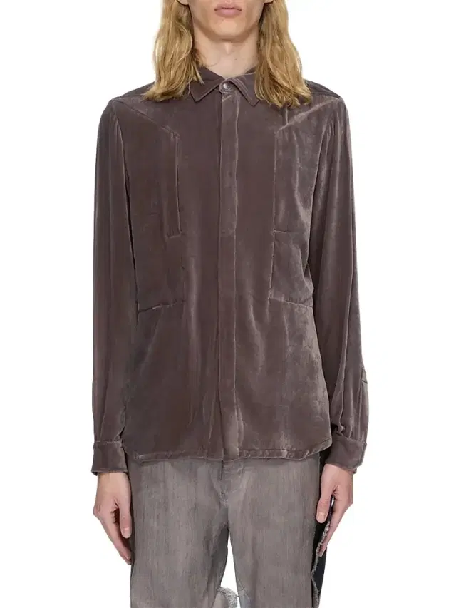 Rick Owens Men's Fogpocket Velvet Outershirt - Grape