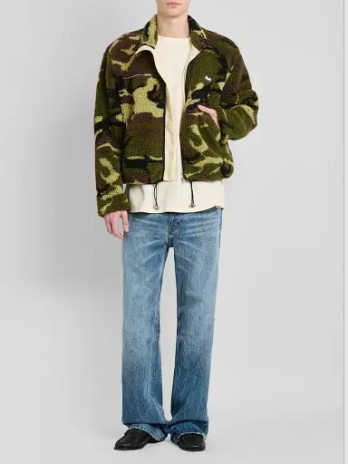Rhude Men's Parilla Camouflage Wool-Blend Fleece Jacket - Green Brown Black | Thumbnail 2