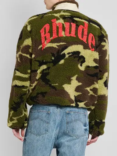 Rhude Men's Parilla Camouflage Wool-Blend Fleece Jacket - Green Brown Black | Thumbnail 3