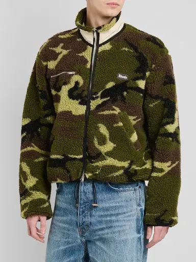 Rhude Men's Parilla Camouflage Wool-Blend Fleece Jacket - Green Brown Black | Thumbnail 4
