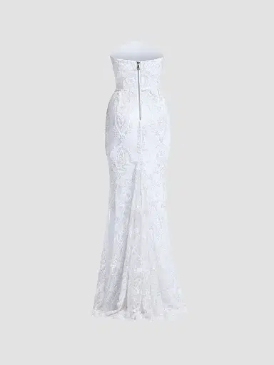 Zhivago Women's Ithaca Lace Strapless Gown - Fleur De Lune - Size 12 | Thumbnail 5