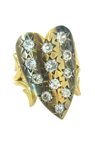 Sylva & Cie Diamond Twinkle Heart Ten Table Ring | Thumbnail 1