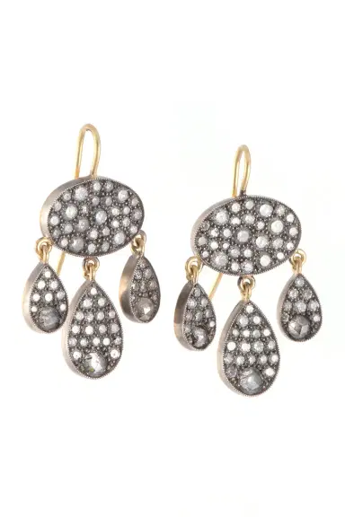 Sylva & Cie Grey Diamond Baby Dangle Earrings | Thumbnail 1
