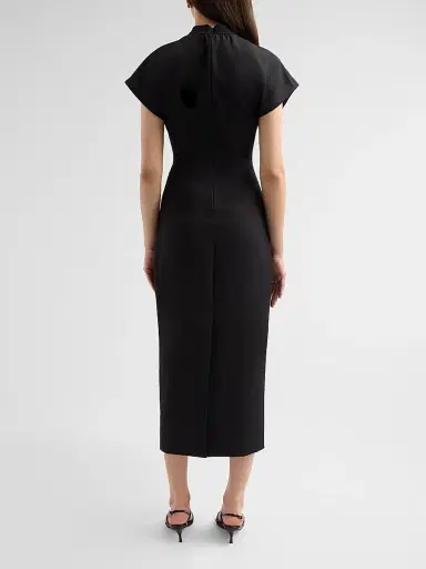 Lela Rose Women's Stella Floral Crepe Midi-Dress - Black - Size 16 | Thumbnail 3