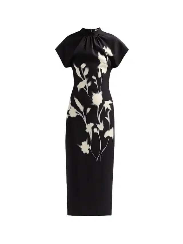 Lela Rose Women's Stella Floral Crepe Midi-Dress - Black - Size 16