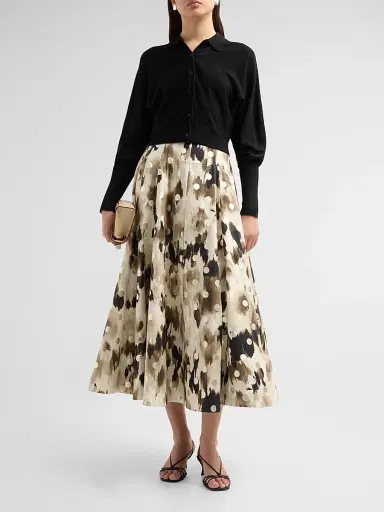 Lela Rose Women's Parker Ikat Polka Dot Midi-Skirt | Thumbnail 2