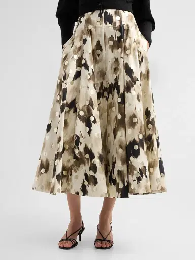 Lela Rose Women's Parker Ikat Polka Dot Midi-Skirt | Thumbnail 4