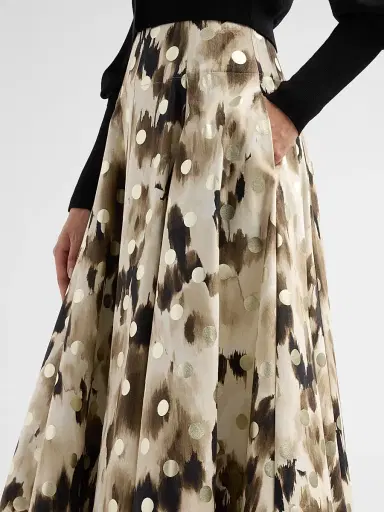 Lela Rose Women's Parker Ikat Polka Dot Midi-Skirt | Thumbnail 5