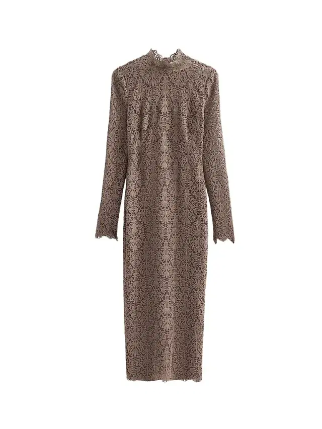 Lela Rose Women's Chenille Lace Long-Sleeve Midi-Dress - Clay - Size 16