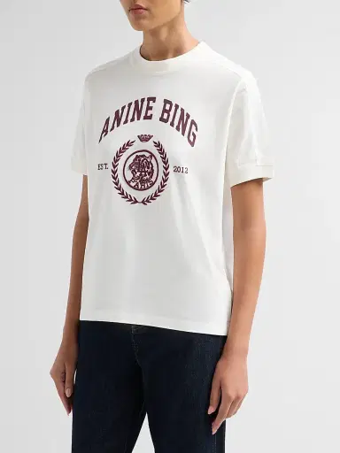 Anine Bing Women's Jaylin Logo Jersey T-Shirt - Ecru - Size XS | Thumbnail 4