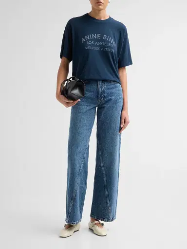 Anine Bing Women's Cade Melrose Stencil T-Shirt - Navy - Size XS | Thumbnail 2