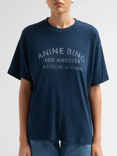 Anine Bing Women's Cade Melrose Stencil T-Shirt - Navy - Size XS | Thumbnail 5