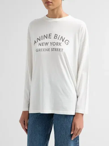 Anine Bing Women's Ivan Stencil Logo Crewneck T-Shirt | Thumbnail 4 Anine Bing Women's Ivan Stencil Logo Crewneck T-Shirt | Thumbnail 4