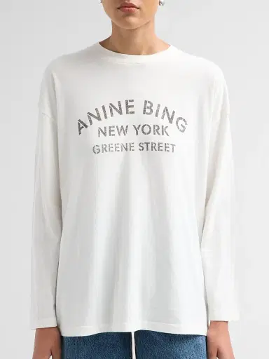 Anine Bing Women's Ivan Stencil Logo Crewneck T-Shirt | Thumbnail 5 Anine Bing Women's Ivan Stencil Logo Crewneck T-Shirt | Thumbnail 5