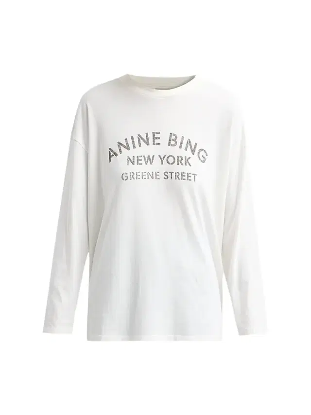 ANINE BING Women's Ivan Stencil Logo Crewneck T-Shirt - Ecru