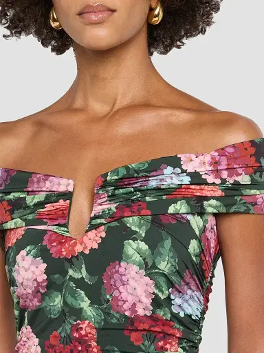 Carolina Herrera Women's Floral Off-the-Shoulder Ruched Midi Dress | Thumbnail 5 Carolina Herrera Women's Floral Off-the-Shoulder Ruched Midi Dress | Thumbnail 5