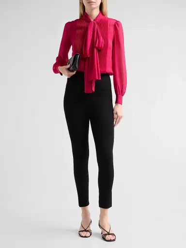 Carolina Herrera Women's Tieneck Silk Blouse - Cranberry | Thumbnail 2