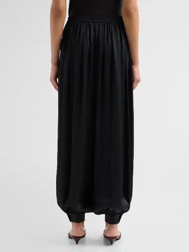 Cinq à Sept Women's Esme Pleated Satin Balloon Pants - Black | Thumbnail 3