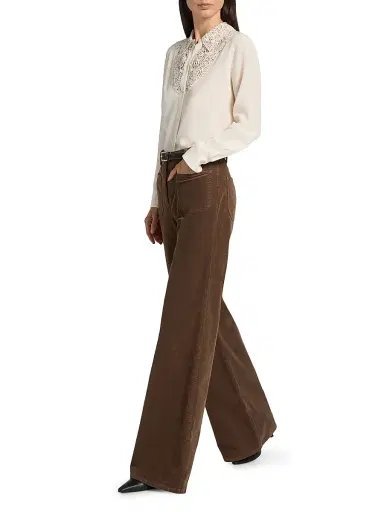 Nili Lotan Women's Florence Flared Cotton-Blend Corduroy Pants - Brunette | Thumbnail 2
