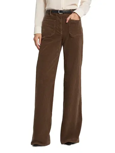 Nili Lotan Women's Florence Flared Cotton-Blend Corduroy Pants - Brunette | Thumbnail 3