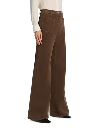 Nili Lotan Women's Florence Flared Cotton-Blend Corduroy Pants - Brunette | Thumbnail 4