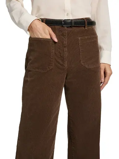 Nili Lotan Women's Florence Flared Cotton-Blend Corduroy Pants - Brunette | Thumbnail 6