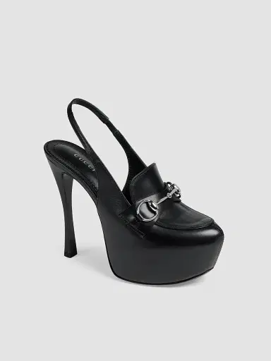 Gucci Women's Fame Leather Platform Slingback Pumps - Black | Thumbnail 2