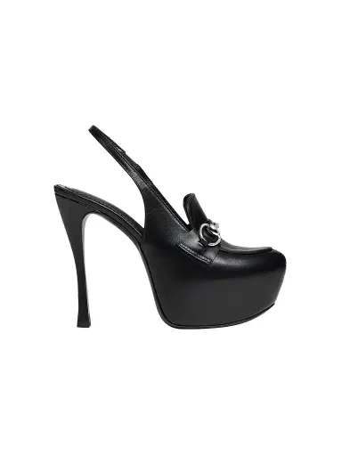 Gucci Women's Fame Leather Platform Slingback Pumps - Black | Thumbnail 1